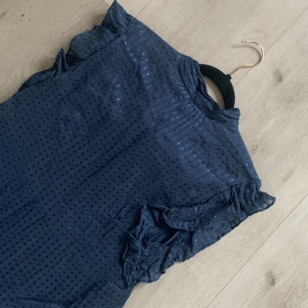 Marie Oliver Kylee Dress, Ocean ruffle silk blend Size S maxi solid blue tie - Picture 16 of 16